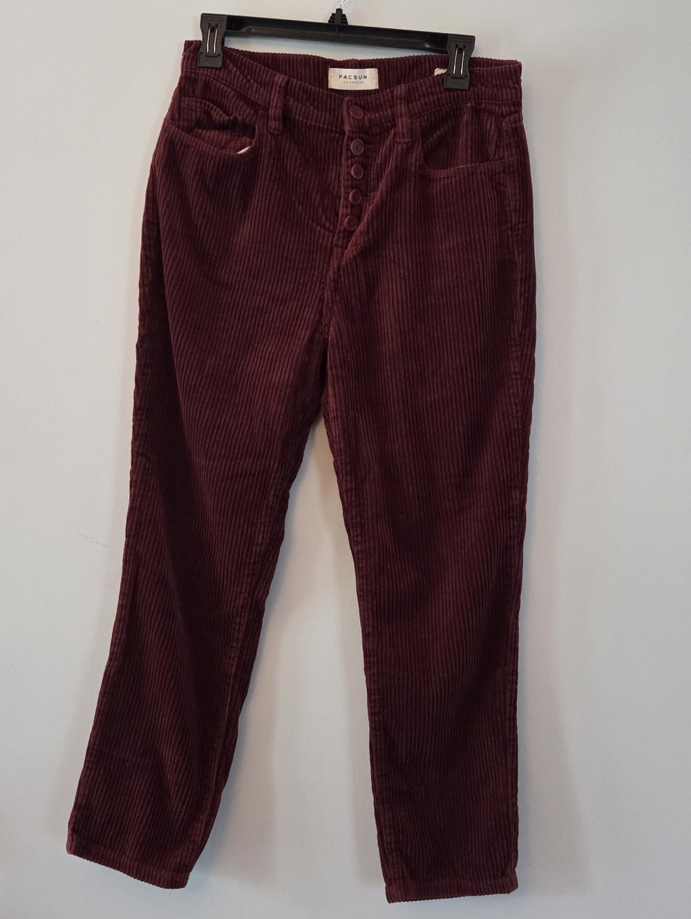 PacSun Vintage Icon Burgundy Corduroy In Button-Fly Style 100% Cotton Size 29